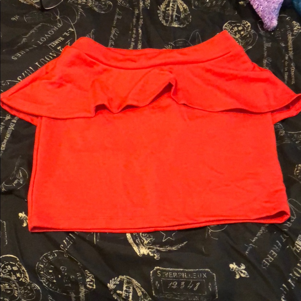 Orange Pencil Skirt w/ Ruffles